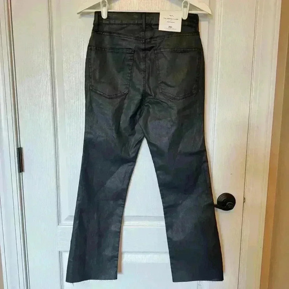 Zara women’s 4 black The Dreed Flare Pants high waist cropped NWT casual career - Picture 4 of 12